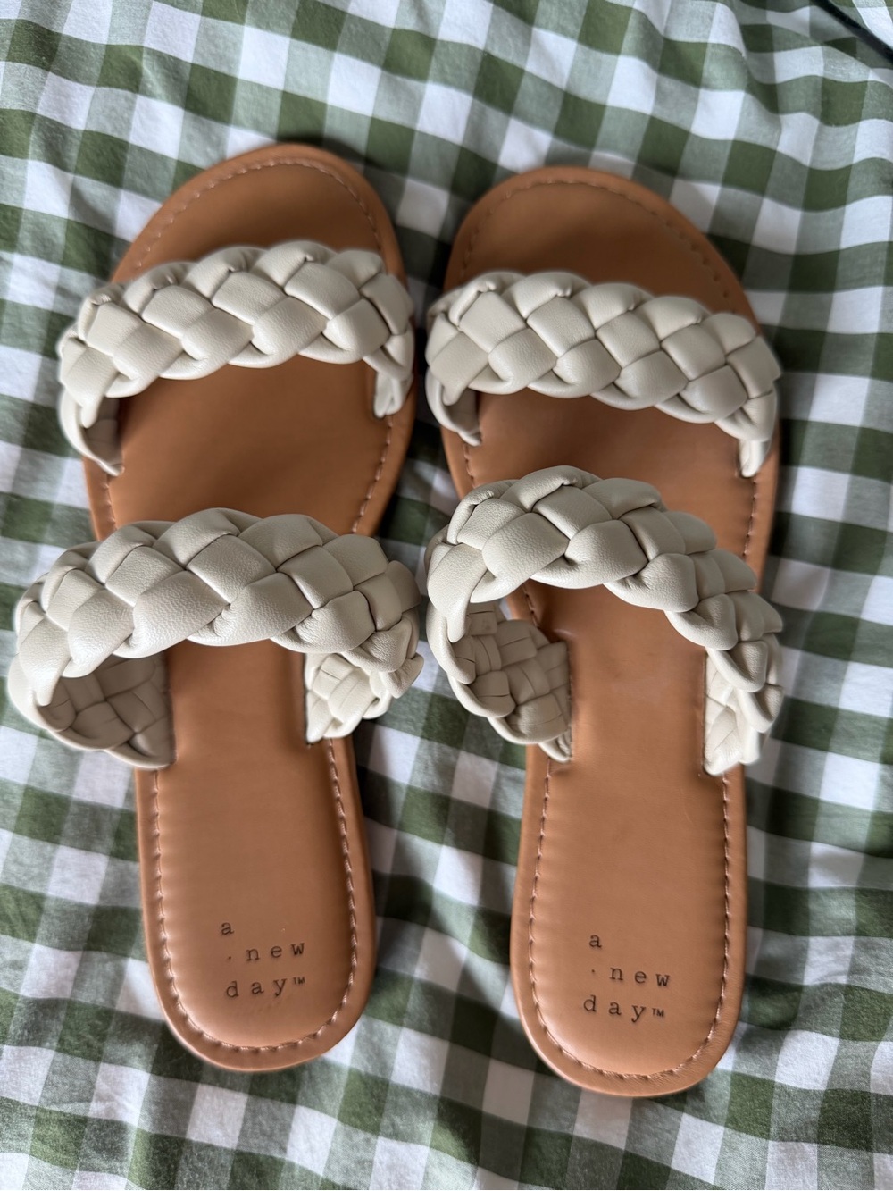 a new day Braided Double-Strap Slide Sandals — Cream/Tan